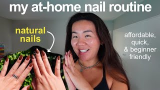 how I do my natural nails at home  cheap amp beginner friendly not gel [upl. by Eniamurt558]