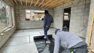 getting floor ready for liquid concrete under floor heating [upl. by Ydnam]