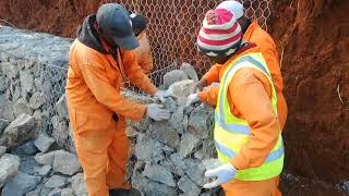 Gabion wall constructionsoil erosion control [upl. by Olia954]