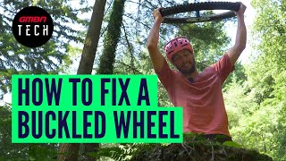 How To Fix A Buckled Mountain Bike Wheel  MTB Trailside Repair [upl. by Ztnahc]