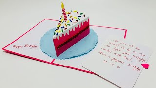 Birthday Cake pop up card tutorial  DIY pop up Cake card  Easy Birthday Card  DG Handmade [upl. by Dercy284]