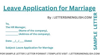 Leave Application for Marriage  Sample Marriage Leave Application to Employer [upl. by Aicenod]