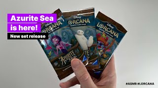 Azurite Sea is here Lorcana new set release day relaxing opening 3 packs asmr lorcana unboxing [upl. by Llezo]