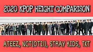 2020 KPOP BOY GROUP HEIGHT COMPARISON  ATEEZ NCTOT21 STRAY KIDS TXT [upl. by Aisyle117]