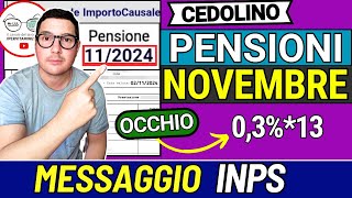 PENSIONI NOVEMBRE ➜ MESSAGGIO INPS e CEDOLINO PUBBLICATO 📑 RIMBORSI TASSO AUMENTI BONUS INVALIDI [upl. by Yasibit]