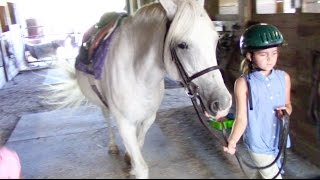 First Horseback Riding Lesson at a New Stable  Crazy8Family [upl. by Hoopes]