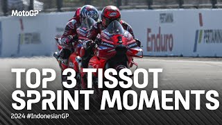 Top 3 TissotSprint moments ⚔️  2024 IndonesianGP [upl. by Moynahan443]