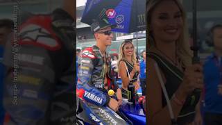 Fabio Quartararo Smiles Accompanied by Umbrella Girl  sanmarino yamahamotogp motogp [upl. by Innavoj697]