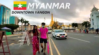 🇲🇲 Explore The Real Myanmar City Center  A Stroll in Downtown Yangon [upl. by Mij]