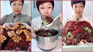 POMEGRANATE COLOR ICE EATING ASMR  ICE SHOP  MATCHA POWDER  PASSION FRUIT [upl. by Naujahs]