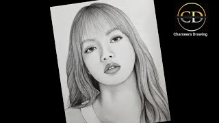 How to draw a BLACKPINK quot Lalisa Monoban quot step by step Pencil Drawing  Easy Drawing Tutorial [upl. by Ahsiekan]