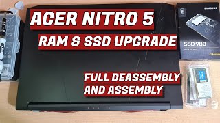 Acer Nitro 5 – Upgrading Ram and SSD  Full deassembly and assembly [upl. by Ide522]