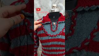 Double colour sweater designcable knittingcrochet lace bordersleeves sweaternew design sweater [upl. by Genesa]