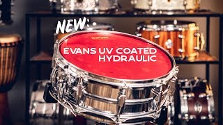 Product Spotlight NEW Evans UV Coated Red Hydraulic Snare Drum Head [upl. by Nrehtak184]