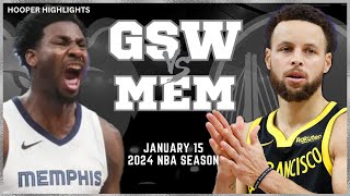 Golden State Warriors vs Memphis Grizzlies Full Game Highlights  Jan 15  2024 NBA Season [upl. by Scheers]