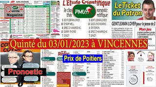 Le Prix de Poitiers à Vincennes ce mardi 3 janvier 2023 [upl. by Holmen]