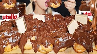 ASMR NUTELLA PROFITEROLES  NUTELLA BREADY EATING WHOLE PLATE CHALLENGE [upl. by Esele]