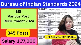 Bureau of Indian Standards Recruitment 2024  BIS Recruitment 2024 Notification 🔥 BIS Vacancy 2024 [upl. by Rocker]