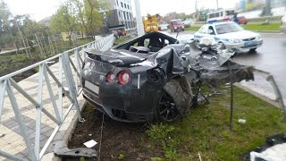 Nissan GTR r35 Crashes  Аварии Ниссан GTR r35 part 2 [upl. by Gilletta]