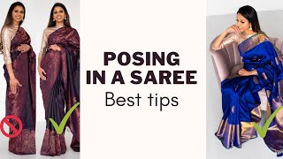 How to Pose in a Saree  Saree Poses for Photoshoot  How to wear Saree for Beginners  Tia Bhuva [upl. by Piers]