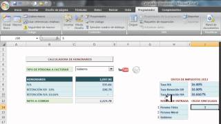 Calculadora Honorarios Calculo de Honorarios en Excel Cuadro combinado [upl. by Airdnax16]