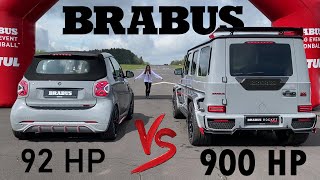 900HP BRABUS G900 ROCKET vs 92HP SMART DRAG RACE [upl. by Aneris856]