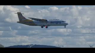 Aurigny ATR arrival at Liverpool Airport aviation liverpoolairport planespotting [upl. by Ciapas442]