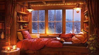 Winter Nook  Blizzard and Snowstorm Sounds with Howling Wind amp Fireplace for Sleeping amp Relaxing [upl. by Ttcos]