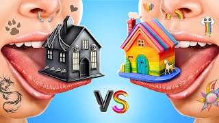 ONE COLORED HOUSE CHALLENGE Rainbow vs Goth Girl [upl. by Teodoro]