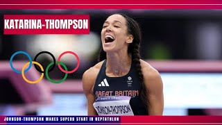 Katarina JohnsonThompson leads in PARIS 2024 OLYMPICS HEPTATHLON [upl. by Borries]