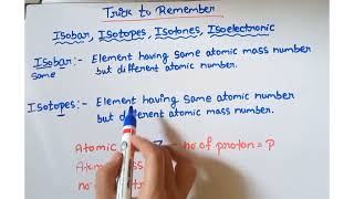 Trick to remember Isobar Isotopes Isotones  Isoelectronic [upl. by Ahsinawt554]