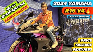 Yamaha R15 V4 Detailed Review  R15 New Colour Latest Update  Onroad Price Mileage and Features [upl. by Natam]