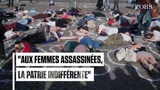 Manifestation contre les féminicides devant le Panthéon à Paris [upl. by Ajiam448]