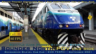 POV Commuter Rail Cab Ride  Sounder North 1706  Seattle  Everett Northbound Trip in Real Time [upl. by Charla]