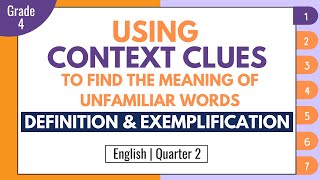 Context Clues Definition and Exemplification  English 4 Q2 Week 1 [upl. by Sonitnatsnoc]