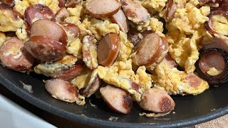 Kransky with Eggs Any time of the day meal Simple and delicious 😋 [upl. by Yelac]