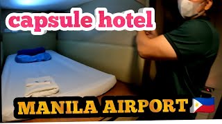 I stayed in a capsule hotel inside Manila Airport for P1000🇵🇭 [upl. by Ausoj]