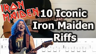 10 Iconic Iron Maiden Riffs  Guitar Tabs Tutorial [upl. by Ribble456]