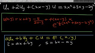 Partial Differential Equation Lesson 4  First order nonHomogeneous PDE III solved example [upl. by Neelloc]