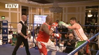 IANS WRIGHT HOOK Watch the Arsenal legends boxing match with best mate for charity [upl. by Ennahgiel735]