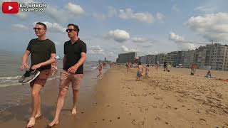 Oostende Beach Belgium 4K Walking tour  Summer 2021 [upl. by Aronal165]