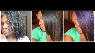 Hair Tutorial Straightening Kinky Weave with flat iron temp purple spray [upl. by Plafker]