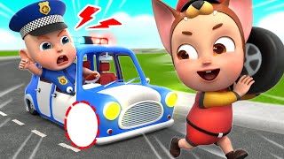 Super Police Car Lost Wheels  Car Repair Song  Police Song  Rosoo Nursery Rhymes amp Kids Songs [upl. by Halfdan]