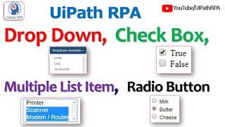 Work with Drop Down Button Check Box Radio Button and Select Multiple Items in UiPath [upl. by Emmye]