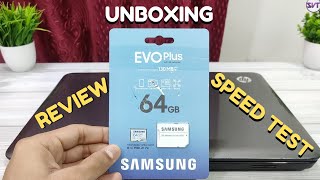 Samsung Evo Plus 64GB SD Card  Unboxing Review amp Speed Test  only 579 in AmazonFlipkart Sale [upl. by Dolly421]