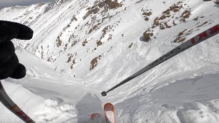 Skiing East Wall at Arapahoe Basin Snorkel Door to Snorkel Nose 041622 [upl. by Etnuaed]