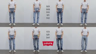 8 Levis Jeans Fits Compared Slim Skinny Tapered Athletic amp Loose [upl. by Orms30]