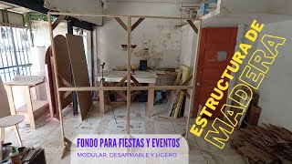 Cómo hacer Mobiliarios ESTRUCTURA DE MADERA Para colgar Fondos en Decoracioanes de Fiestas DIY [upl. by Kiefer]