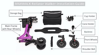 MAXWALK Rollator Walker Installation Guide Walker for Seniors with 8 inch Rubber Wheels [upl. by Alys512]