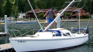 Lowering the Catalina 22 Mast Using the Boom as a Gin Pole [upl. by Anilatac]